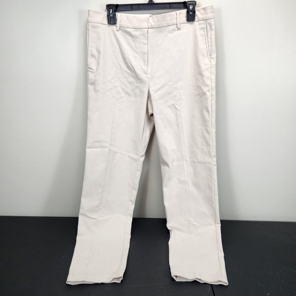 J. Jill Wearever Refined Woven Crop Trousers Moonbeam Beige 12T Tall 3CJ12T